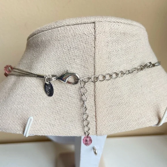 Lia Sophia Violet Fog purple cat’s eye glass bead station necklace multi strand - Picture 6 of 7